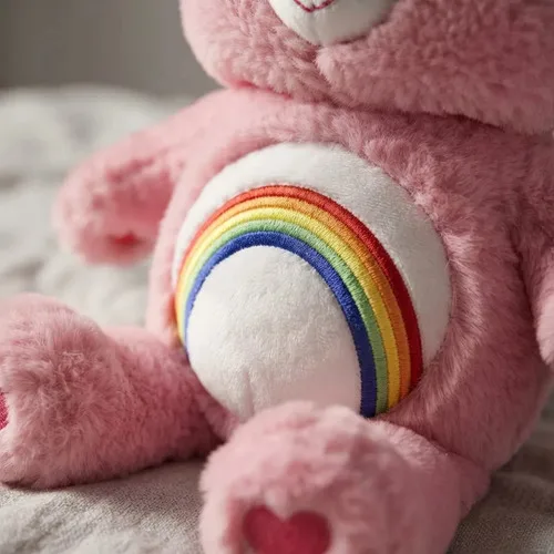 Pelúcia Ursinho Carinhoso Rosa Com Arco-íris Rosa-claro, foto 4 de 5