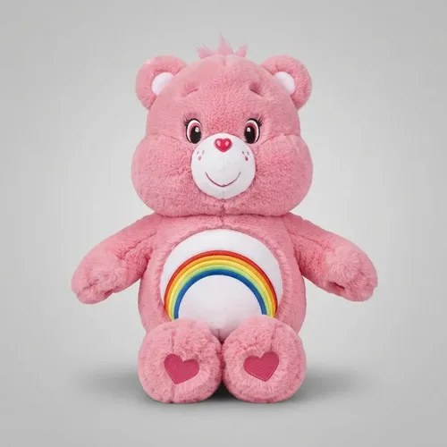 Pelúcia Ursinho Carinhoso Rosa Com Arco-íris Rosa-claro, foto 5 de 5
