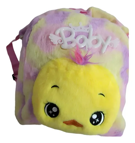 Mochila Infantil Pelúcia Para Bebês Criança Creche Ursinho Amarelo Pato, foto 4 de 8