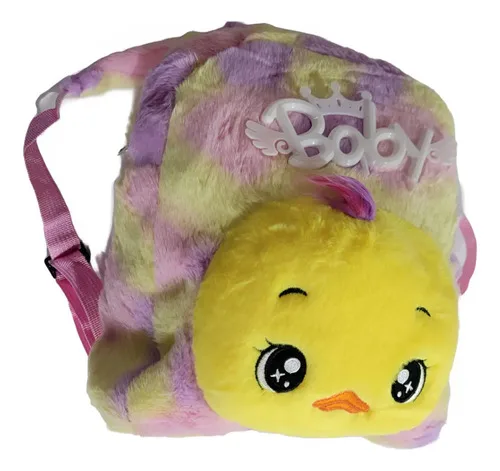 Mochila Infantil Pelúcia Para Bebês Criança Creche Ursinho Amarelo Pato, foto 5 de 8