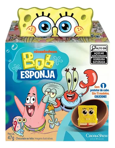 Caixa Chocolate Ao Leite Surpresa Bob Esponja 47g Cacau Show, foto 1 de 8
