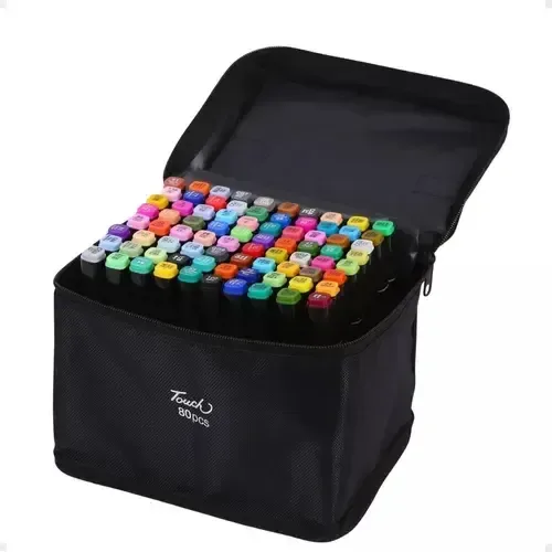 Marcador Permanente Álcool Pop Imports Canetinha 80 Cores Dupla Ponta Kit, foto 1 de 6