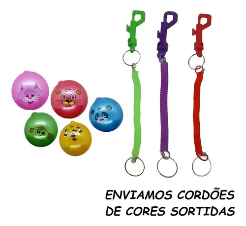 Kit 25 Bolas Coloridas Com Cordão De Mola 23cm Bola Inflável Plástico Colorido Sortido, foto 4 de 4