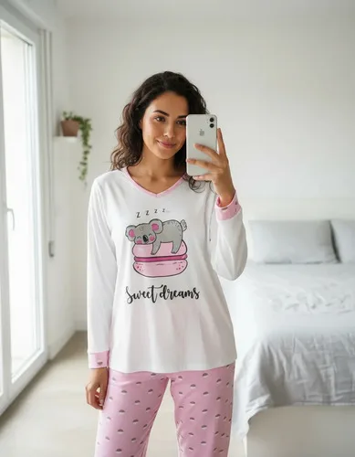 Pijamas De Frio Camisa E Calça De Malha Atacado Promoção Rosa Gg, foto 1 de 4