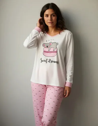 Pijamas De Frio Camisa E Calça De Malha Atacado Promoção Rosa Gg, foto 2 de 4