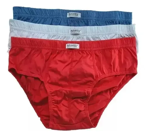 Kit 3 Cuecas Cueca Slip Adultn2 100% Algodão Penteado Nawes  Lisa Sortida Gg, foto 6 de 8