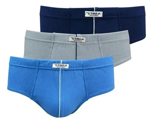 Kit 3 Cuecas Cueca Slip Adultn2 100% Algodão Penteado Nawes  Lisa Sortida Gg, foto 7 de 8