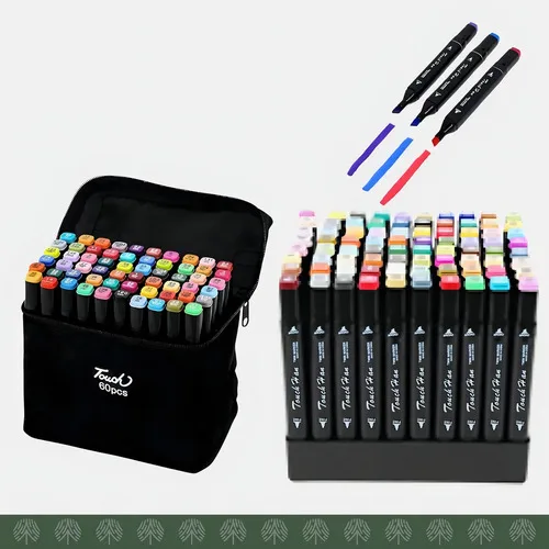 Conjunto 60 Cores Canetas Permanente Adoro Festa Marcador Ponta Dupla Multicolorido, foto 5 de 8