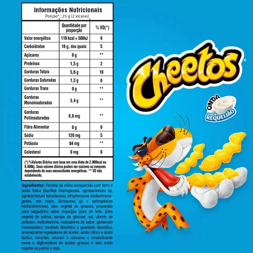 Salgadinho De Milho Onda Cheetos Requeijão 45g Elma Chips, foto 4 de 4