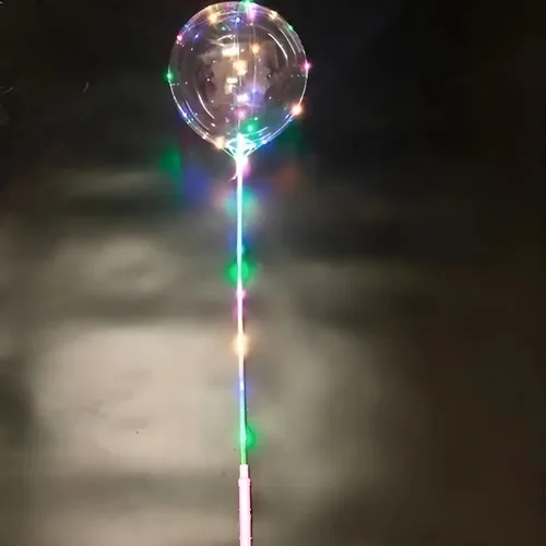 Kit 10 Balão Led Bubble Transparente Vareta Festa Pisca Led, foto 3 de 5