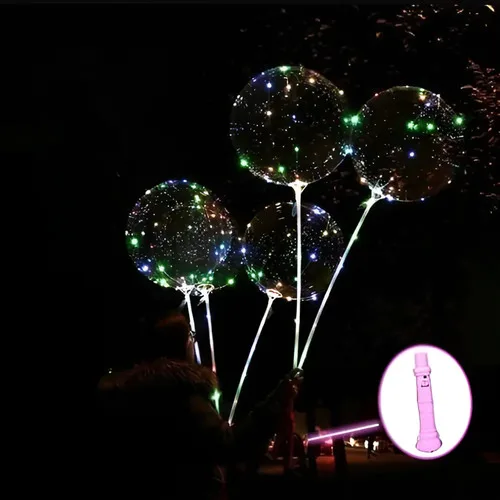Kit 10 Balão Led Bubble Transparente Vareta Festa Pisca Led, foto 4 de 5