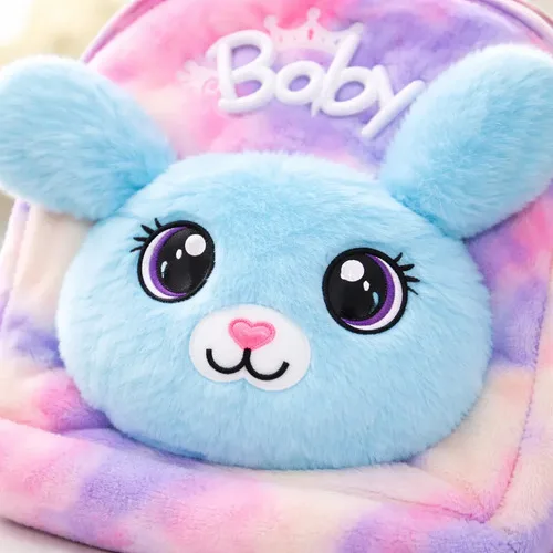 Mochila Infantil Pelúcia Para Bebês Criança Creche Ursinho Azul-celeste Coelho, foto 4 de 7