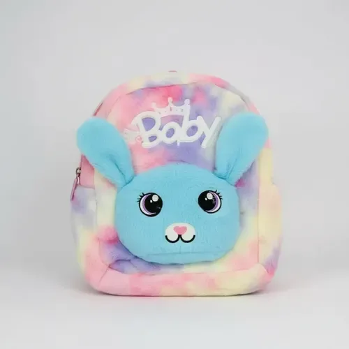 Mochila Infantil Pelúcia Para Bebês Criança Creche Ursinho Azul-celeste Coelho, foto 6 de 7