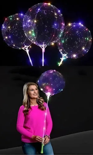 Kit 50 Balão Led Bubble Transparente Vareta Festa Pisca Led Cor Variado, foto 5 de 8