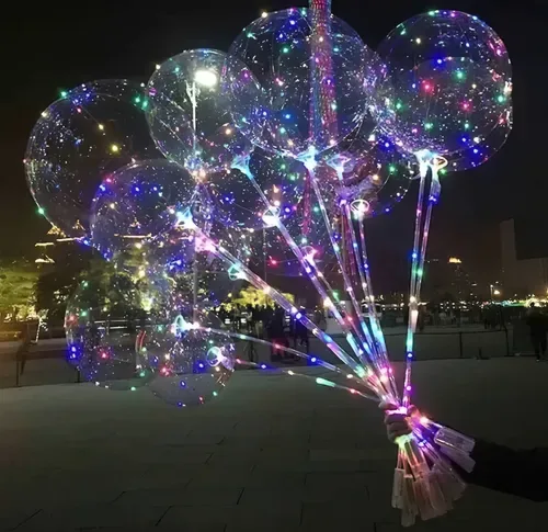 40 Balão De Led Bubble Tranparente Bola De Luz Haste Pilha Colorido Sem Desenho, foto 5 de 8