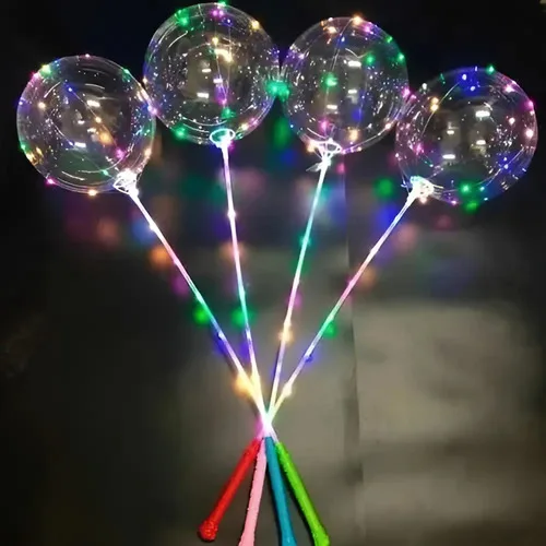 40 Balão De Led Bubble Tranparente Bola De Luz Haste Pilha Colorido Sem Desenho, foto 6 de 8