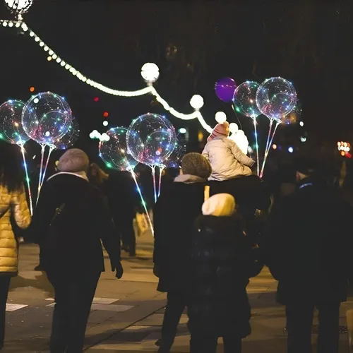 40 Balão De Led Bubble Tranparente Bola De Luz Haste Pilha Colorido Sem Desenho, foto 7 de 8