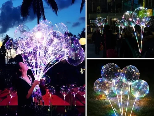 40 Balão De Led Bubble Tranparente Bola De Luz Haste Pilha Colorido Sem Desenho, foto 8 de 8