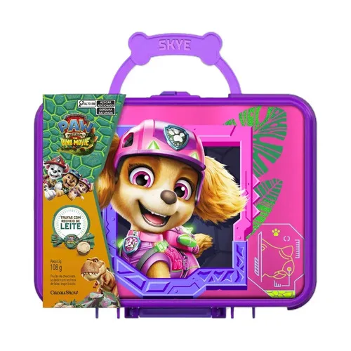 Maleta Lancheira Patrulha Canina Skye Com Trufas 108g Cacau Show Rosa, foto 2 de 5