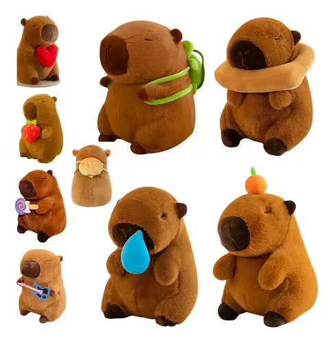 Capivara Pelúcia Filó Musical 25cm Antialérgica Brinquedo Cor Hambúrguer