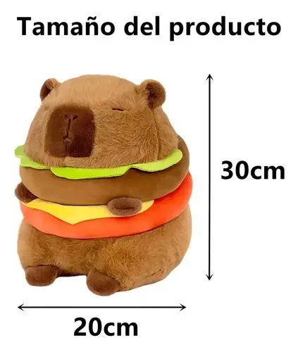 Pelúcia Capivara Hambúrguer Café 30cm Marrom Algodão Cerdo De Água Cáqui, foto 2 de 8