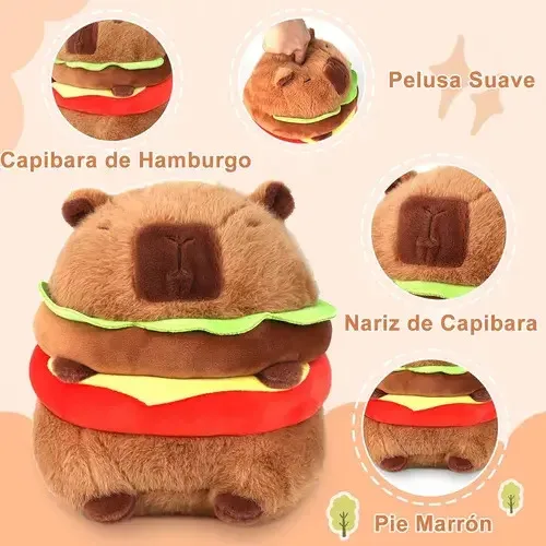 Pelúcia Capivara Hambúrguer Café 30cm Marrom Algodão Cerdo De Água Cáqui, foto 8 de 8