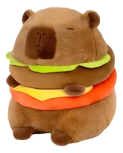 Pelúcia Capivara Hambúrguer Sudakeji Marrom 10cm Poliéster Hipoalergênico Marrom-claro, foto 1 de 6