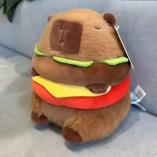 Pelúcia Capivara Hambúrguer Sudakeji Marrom 10cm Poliéster Hipoalergênico Marrom-claro, foto 2 de 6