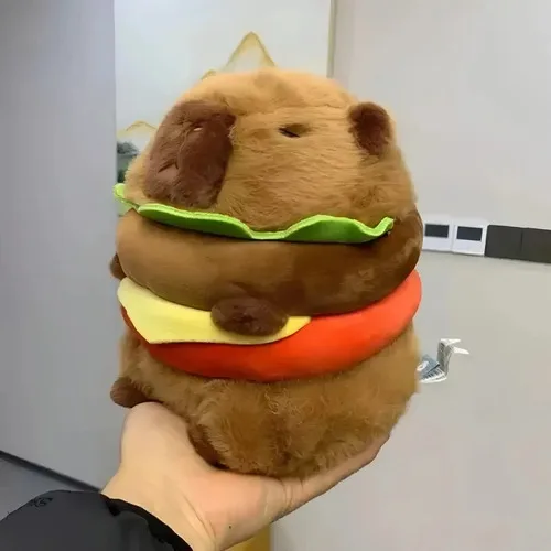 Pelúcia Capivara Hambúrguer Sudakeji Marrom 10cm Poliéster Hipoalergênico Marrom-claro, foto 3 de 6