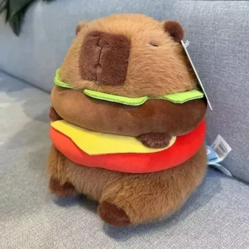 Pelúcia Capivara Hambúrguer Sudakeji Marrom 10cm Poliéster Hipoalergênico Marrom-claro, foto 4 de 6