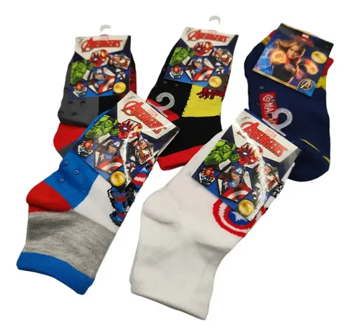 Kit 12 Par De Meias Atacado Marvel Super Heróis Para Criança Multicolorido Heróis 19-23, foto 1 de 5
