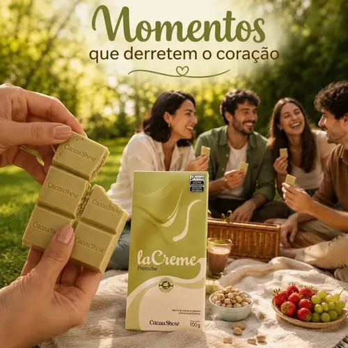 Tablete Lacreme Pistache C/ Chocolate Branco 100g Cacau Show, foto 5 de 8