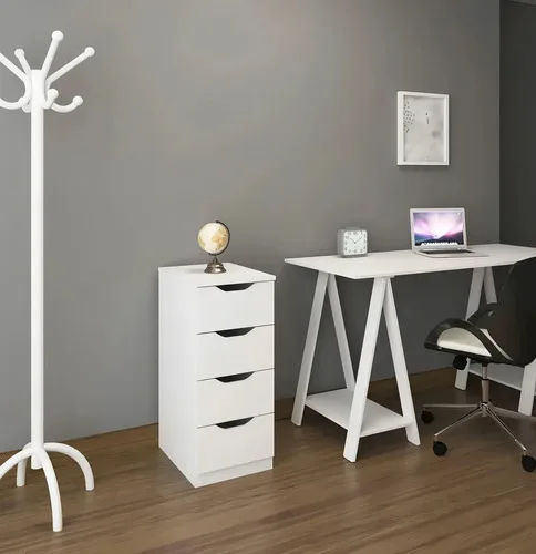 Gaveteiro Para Escritório E Quarto 4 Gaveta Multivisão Cor Branco, foto 3 de 8