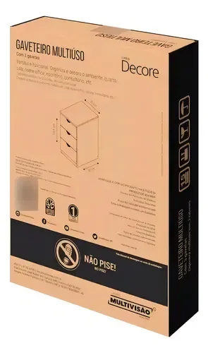 Gaveteiro Para Escritório E Quarto 4 Gaveta Multivisão Cor Branco, foto 7 de 8