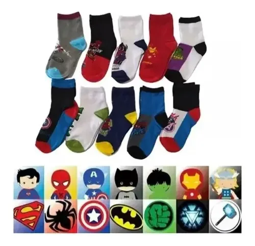 Kit 12 Par De Meias Atacado Marvel Super Heróis Para Criança Colorido 23-27, foto 5 de 7
