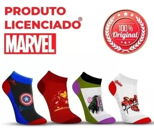 Kit 12 Par De Meias Atacado Marvel Super Heróis Para Criança Colorido 23-27, foto 6 de 7