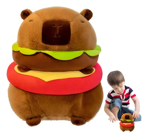 Brinquedo De Pelúcia Capivara Hambúrguer Cerdo De Agua 20cm Marrom Cáqui, foto 1 de 8