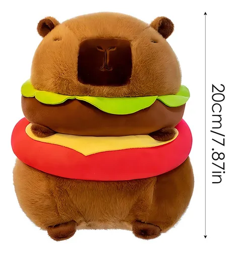 Brinquedo De Pelúcia Capivara Hambúrguer Cerdo De Agua 20cm Marrom Cáqui, foto 3 de 8