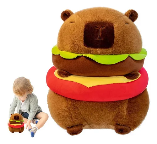 Brinquedo De Pelúcia Capivara Hambúrguer Cerdo De Agua 20cm Marrom Cáqui, foto 7 de 8