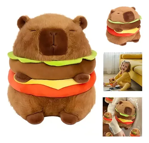 Brinquedo De Pelúcia Capivara Hambúrguer Cerdo De Agua 20cm Marrom Cáqui, foto 8 de 8
