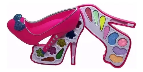 Kit Maquiagem Infantil Fashion Gril Modelo Sapato Hipoalergênico Rosa, foto 1 de 8