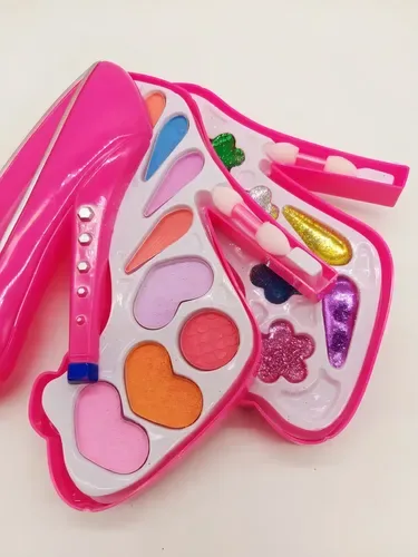 Kit Maquiagem Infantil Fashion Gril Modelo Sapato Hipoalergênico Rosa, foto 8 de 8